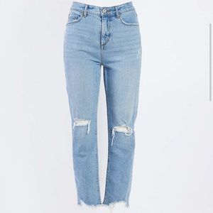 Loft high rise cropped jeans w/ raw hem